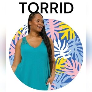 NEW! Torrid Textured Jersey V-Neck Crochet Swing Tank Sz Large